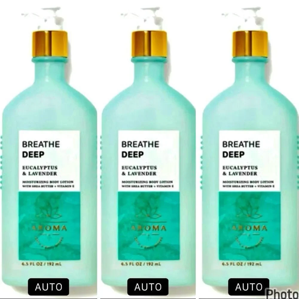 NWT 3 Bath & Body Works Aromatherapy BREATH DEEP EUCALYPTUS LAVENDER Body Lotion